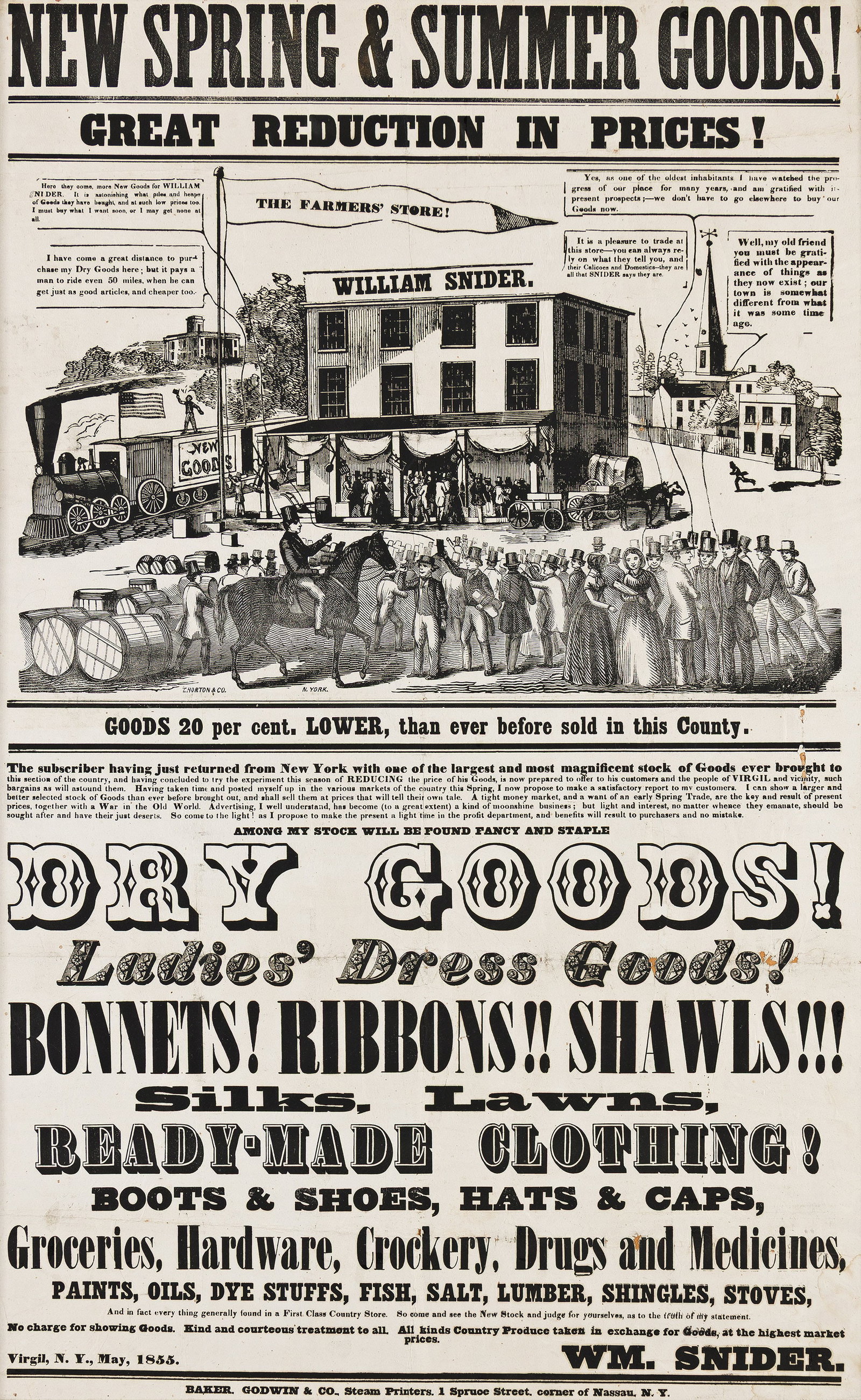Designer Unknown, New Spring & Summer Goods / William Snider, 1855. (1 of 1)