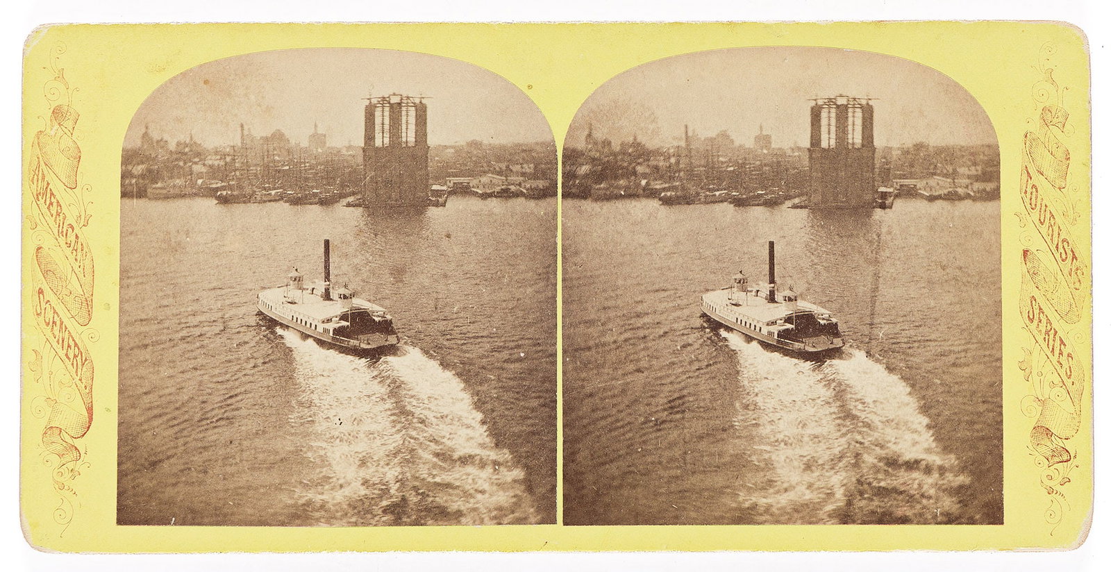 A selection of 17 photographs of the Brooklyn Bridge under construction, circa 1875-83. (1 of 7)