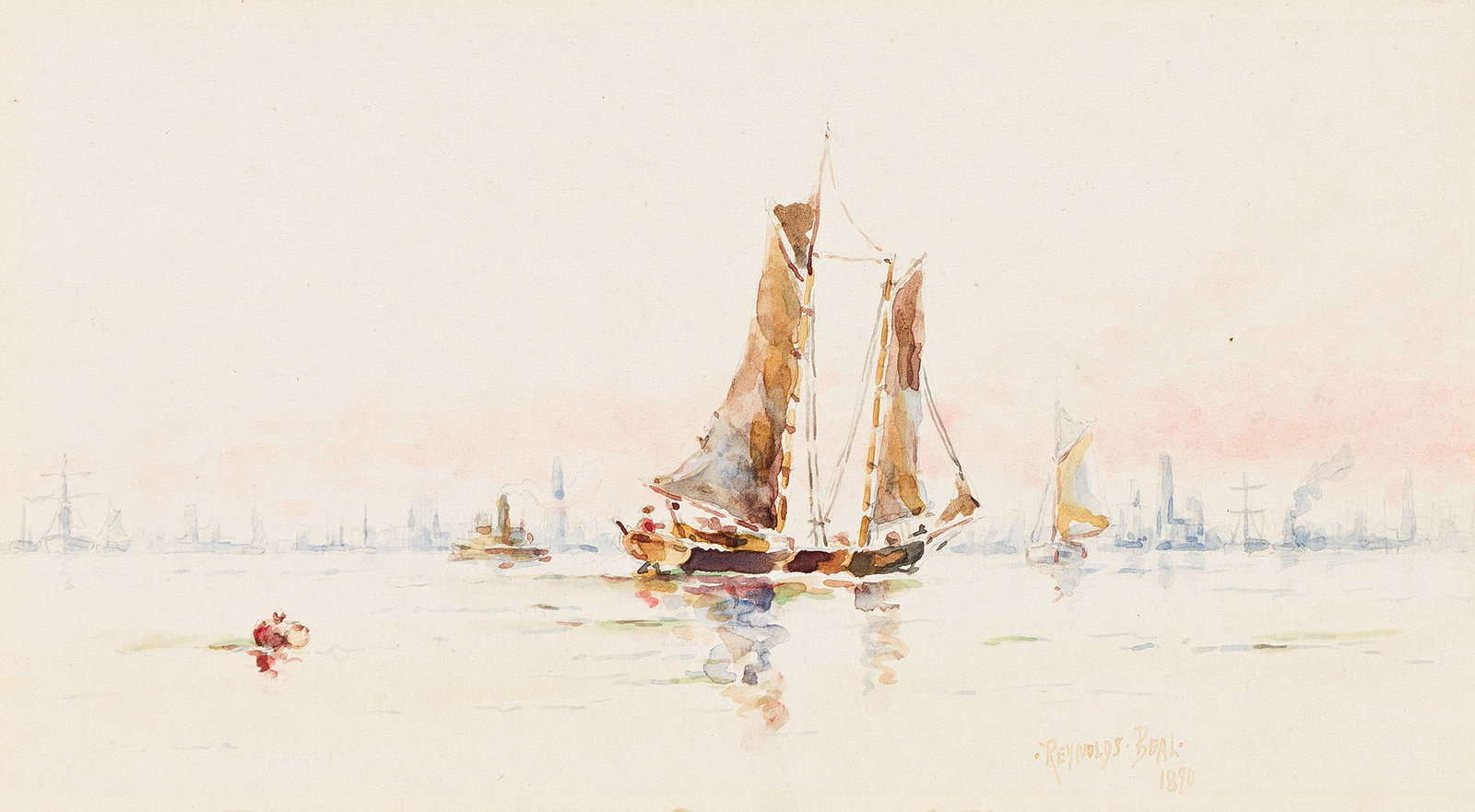 Reynolds Beal, New York Harbor, Watercolor, 1890. (1 of 1)