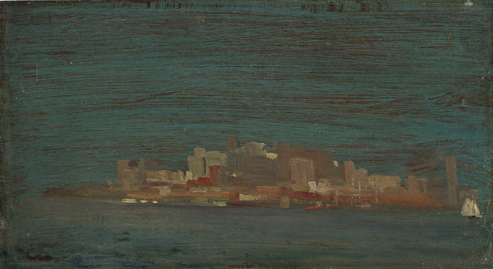 Arthur Bowen Davies, New York City from Staten Island, Oil on panel, 1897. (1 of 1)