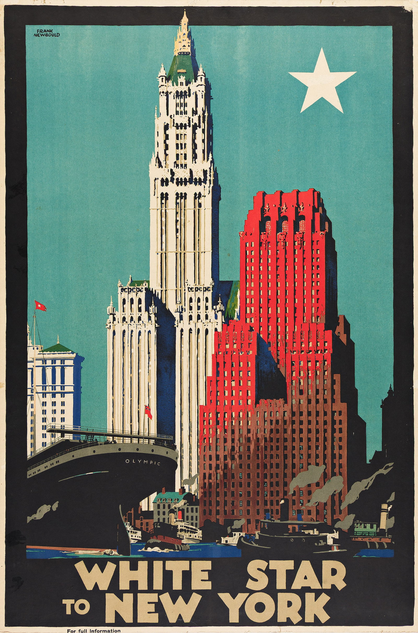 Frank Newbould, White Star to New York, Circa 1920. (1 of 1)