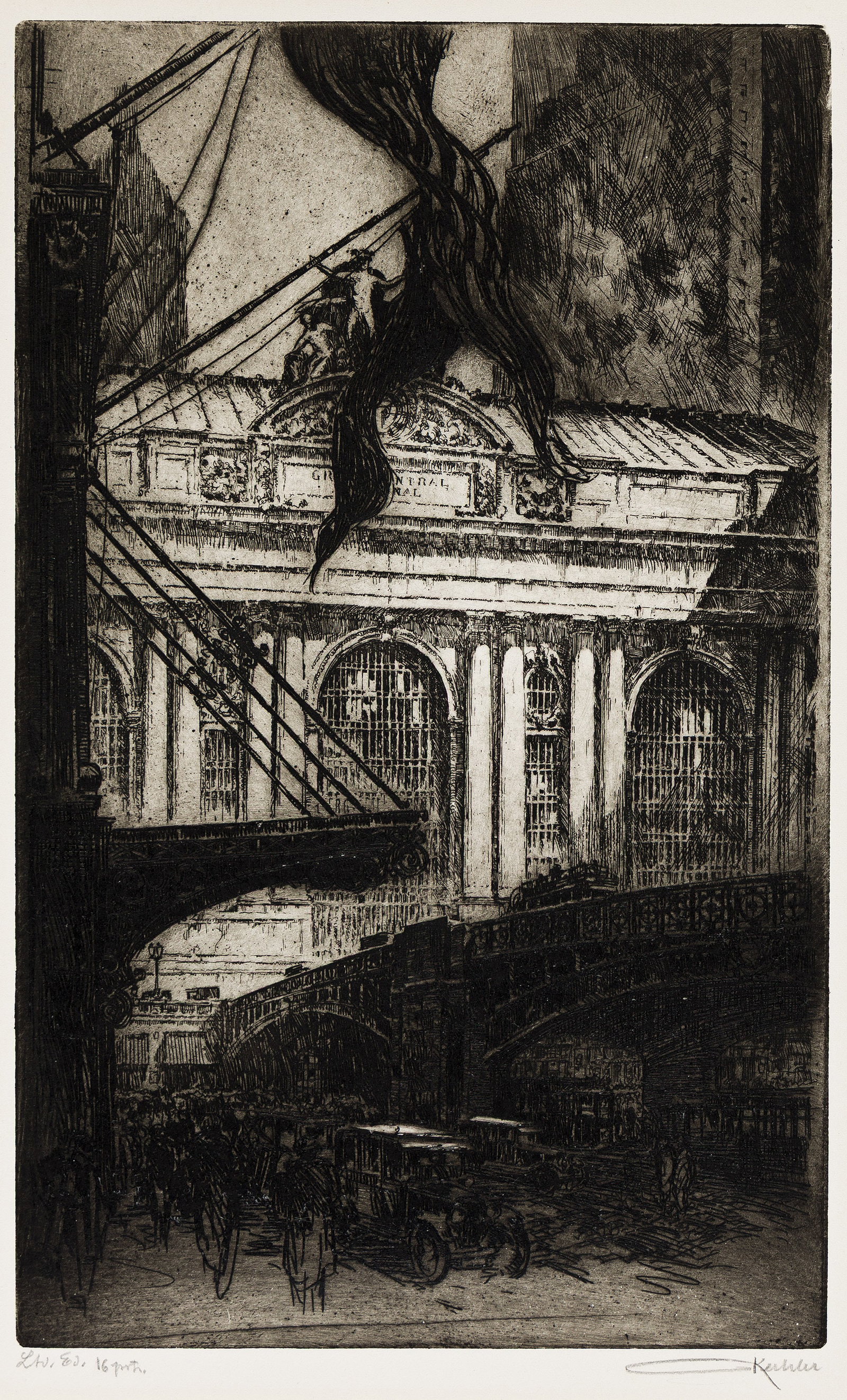 Otto August Kuhler, Grand Central Station, Etching and drypoint, 1927. (1 of 1)
