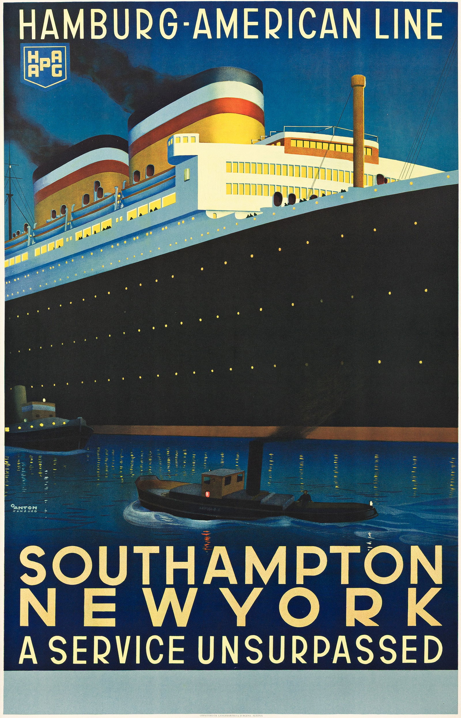 Ottomar Anton, Southampton New York / Hamburg - American Line, Circa 1930. (1 of 1)