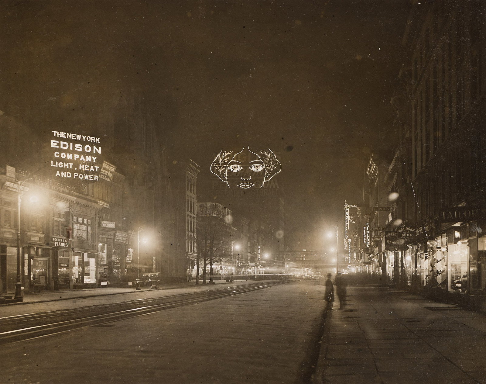 Wrigley's Gum Neon Sign, Harlem 125th Street, 1930s.: Wrigley's Gum Neon Sign, Harlem 125th Street. 1930s. Silver print. With a later caption in pencil on verso. The image 7 1/2 x 9 1/2 in. (19.1 x 24.1 cm.), the sheet slightly larger Additional Details 