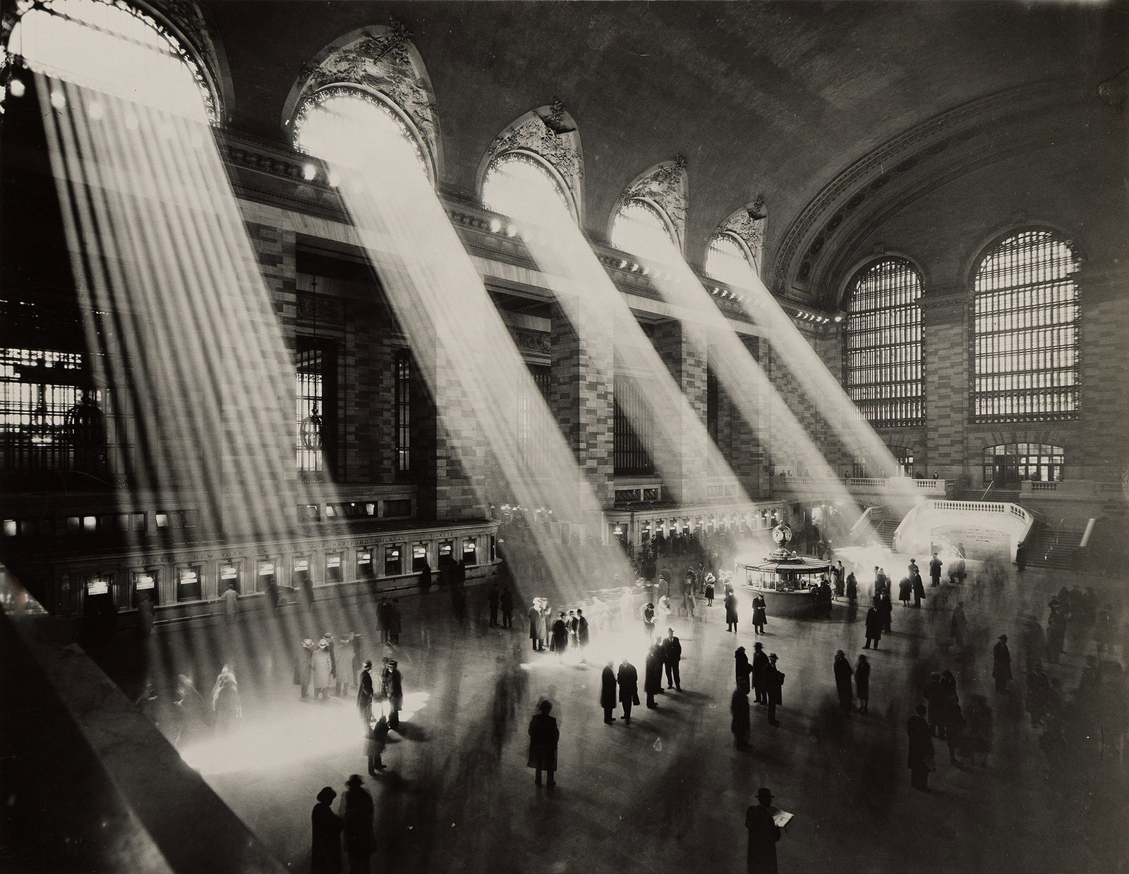 Hal Morey, Sun Beams into Grand Central Station. Circa 1930.: Hal Morey Nd Sun Beams into Grand Central Station. Circa 1930. Silver ferrotyped print. With an archive stamp and notations in pencil on verso. The image 7 3/8 x 9 1/2 in. (18.7 x 24.1 cm.), the sheet