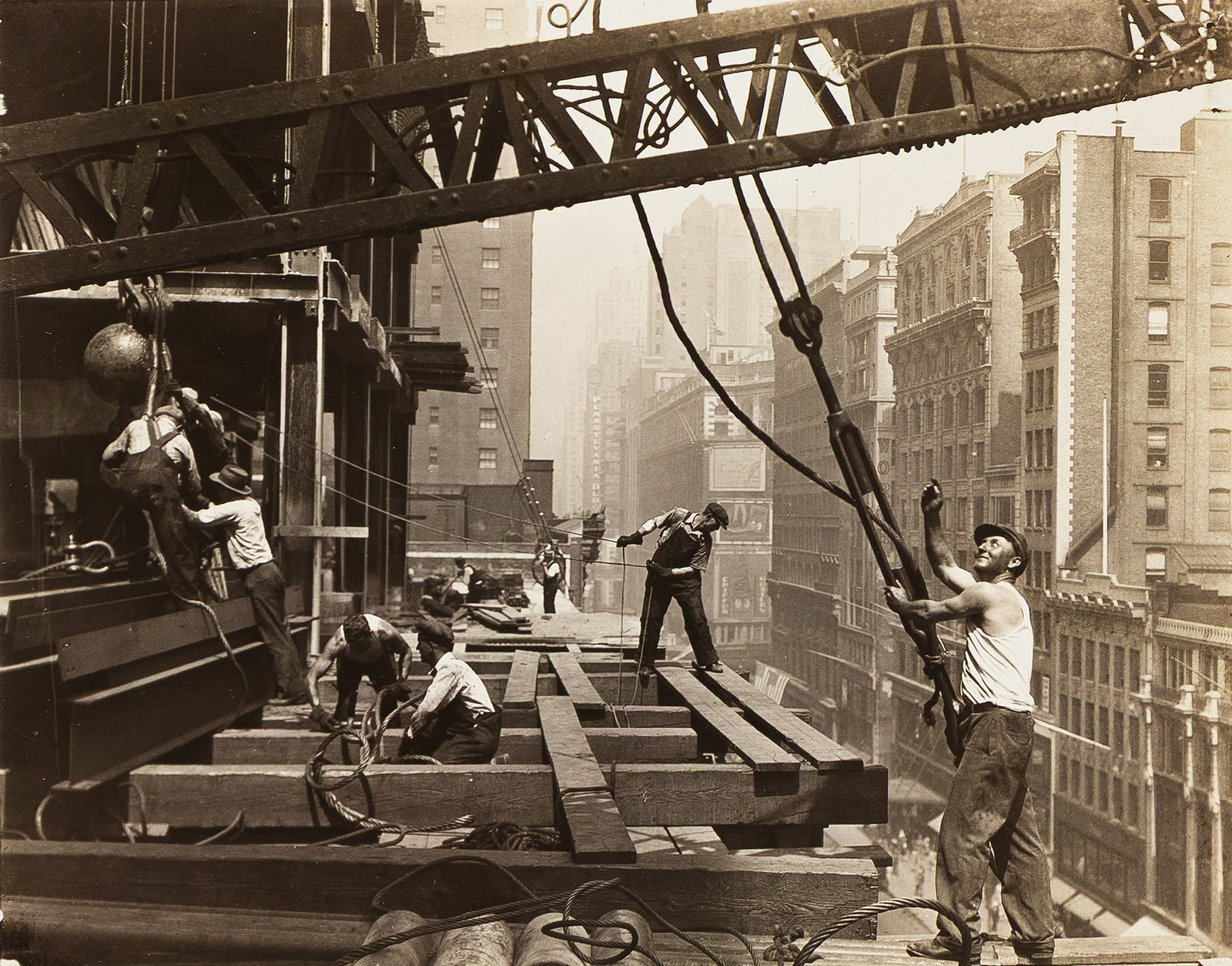 Lewis W. Hine, Workers guiding hoisting cable, Empire State Building, circa 1930. (1 of 1)