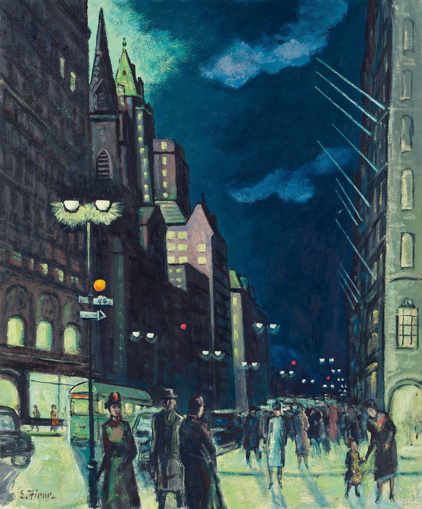 Ernest Fiene, Untitled (54th Street and Fifth Avenue). (1 of 1)