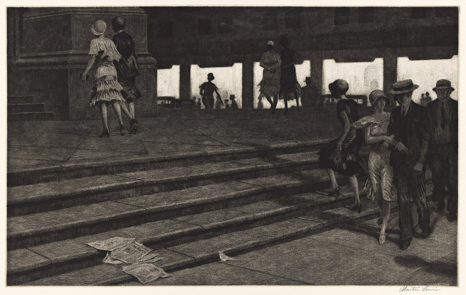 Martin Lewis, Cathedral Steps., Drypoint on laid paper, 1931. (1 of 1)