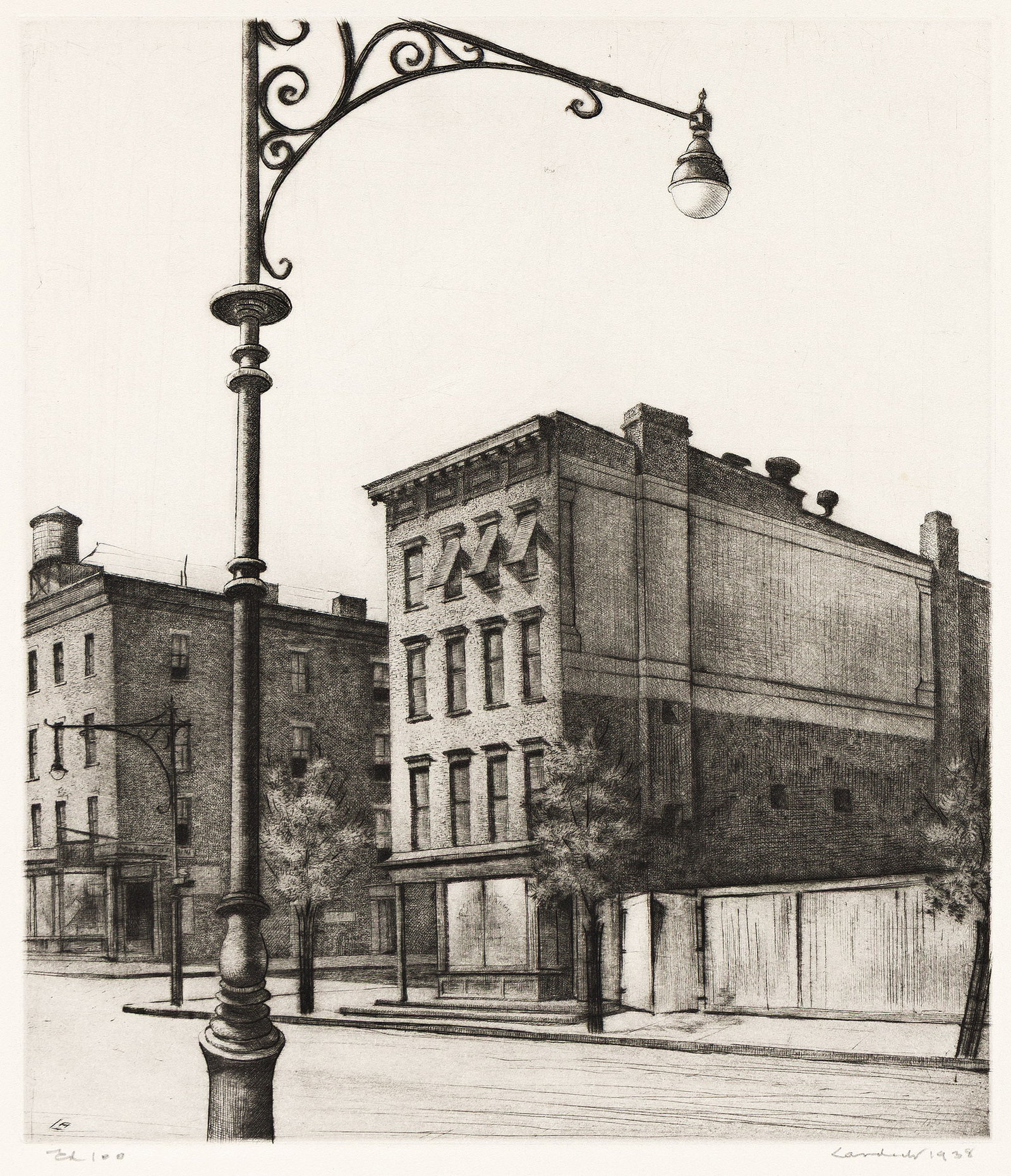 Armin Landeck, York Avenue Tenements, Drypoint, 1938. (1 of 1)