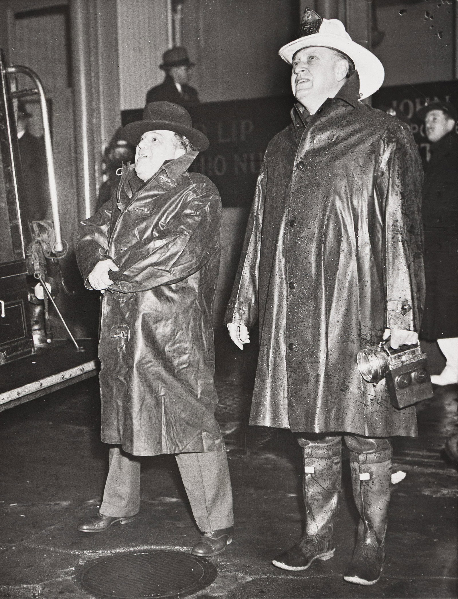 Weegee, New York City Fire Commissioner John J. McElligott and Mayor La Guardia, December 21, 1936. (1 of 1)