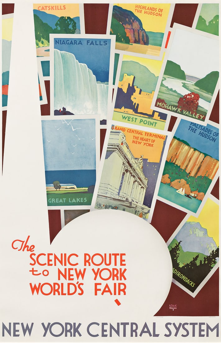 Leslie Ragan, The Scenic Route to New York World's Fair / New York Central System, 1939. (1 of 1)