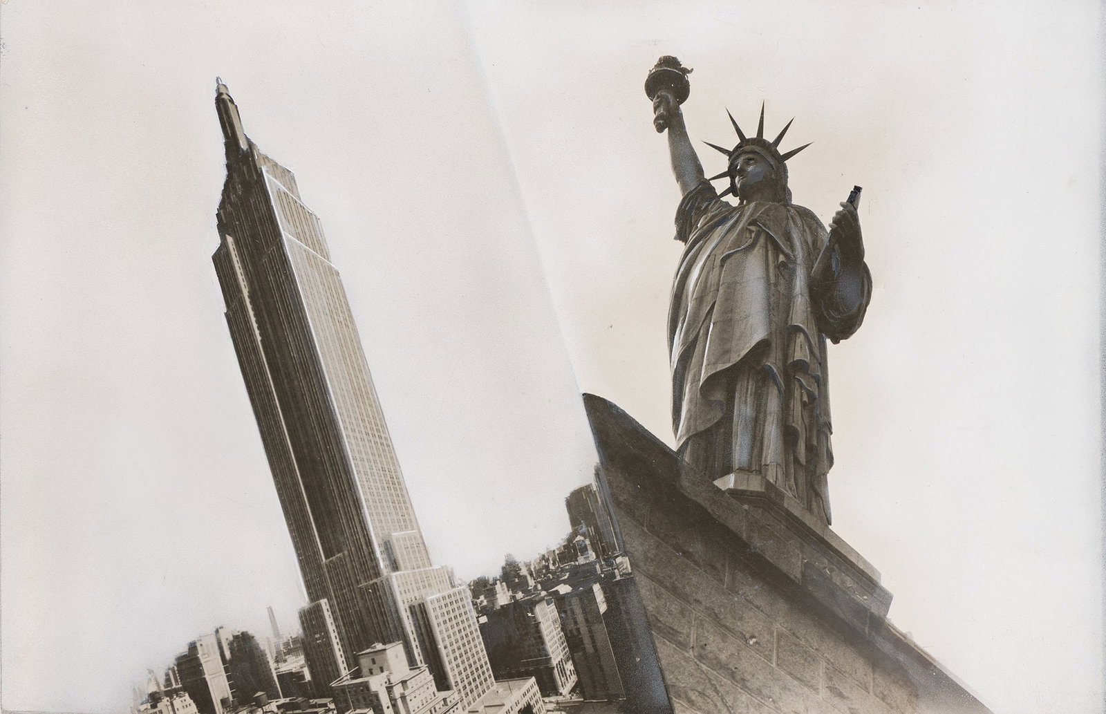 A composite of the Empire State Building and Statue of Liberty, circa 1940. (1 of 1)