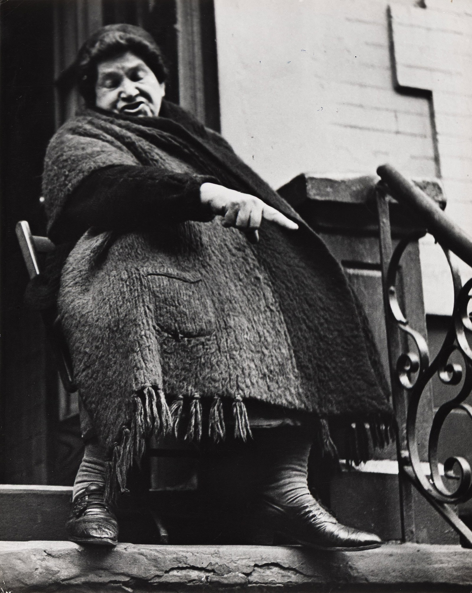 Lisette Model, Lower East Side, 1942.: Lisette Model 1901-1983 Lower East Side. 1942. Silver print. With Model's signature and her title "East Side" in ink, various notations in pencil and grease pencil in an unknown hand, and her Estate c