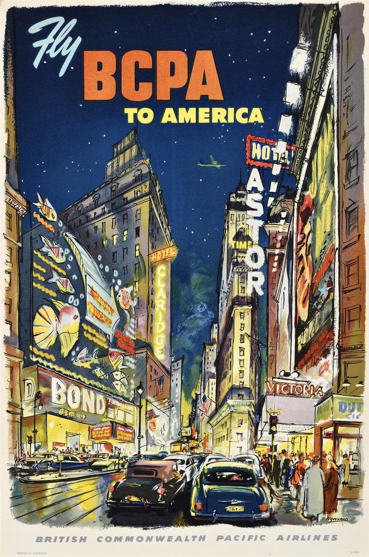 Keith Howland, Fly BCPA to America / [Times Square], Circa 1947. (1 of 1)