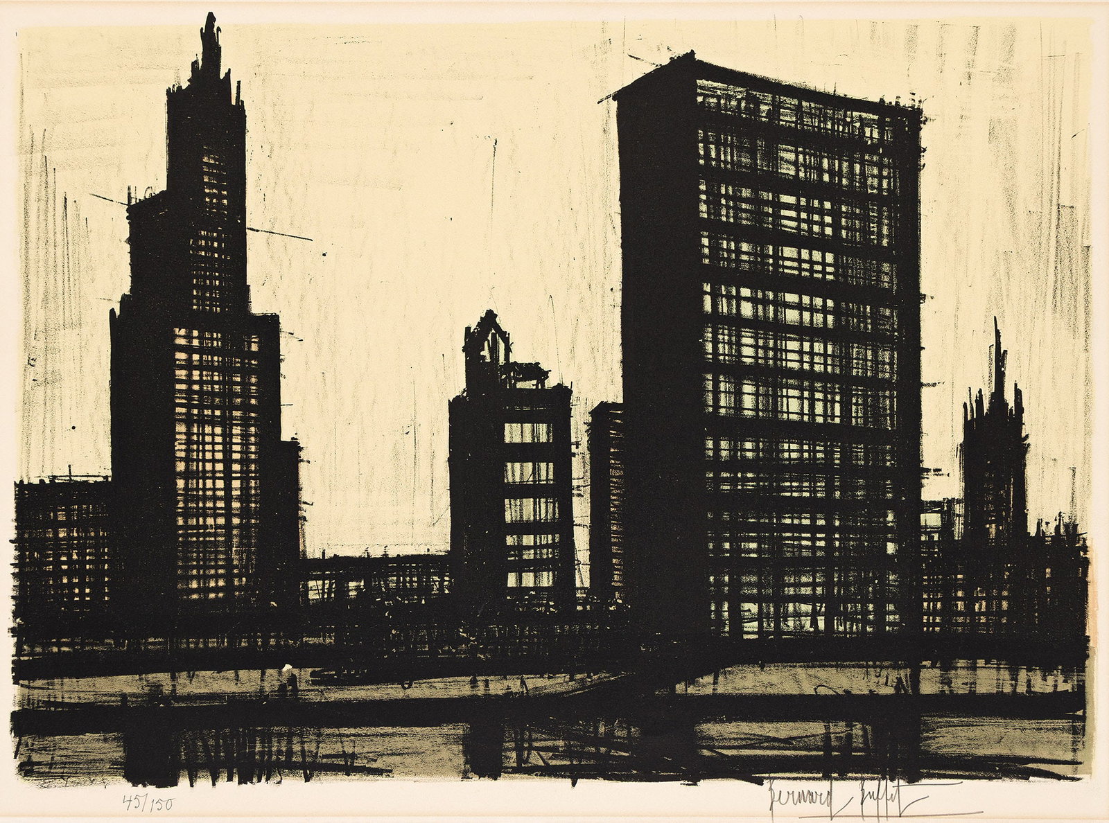 Bernard Buffet, New York Skyline, Color Lithograph, 1967. (1 of 1)
