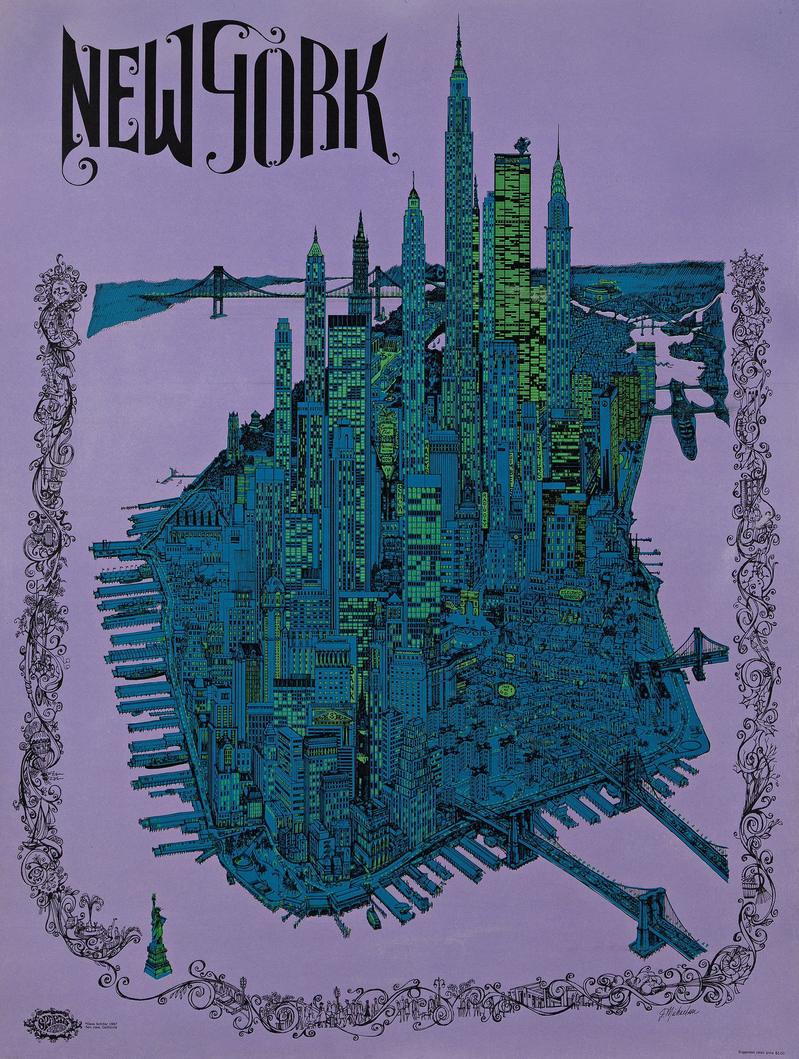 Jim Michaelson, New York, 1967.: Jim Michaelson 1945-2019 New York. 1967. Lithograph poster. Michaelson was well-known as a Disney Parks artist and Imagineer, who had a hand in creating posters for some of the park's most iconic attr