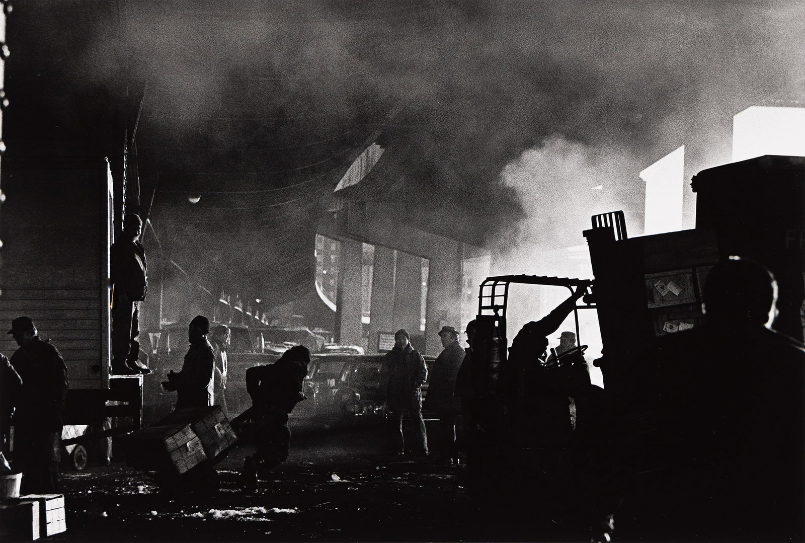 Arthur Leipzig, Fulton Fish Market, 1969.: Arthur Leipzig 1918-2014 Fulton Fish Market. 1969. Silver print. With Leipzig's signature in pencil and his credit and copyright stamps with the date in ink, on verso. The image 12 5/8 x 18 3/4 in. (3