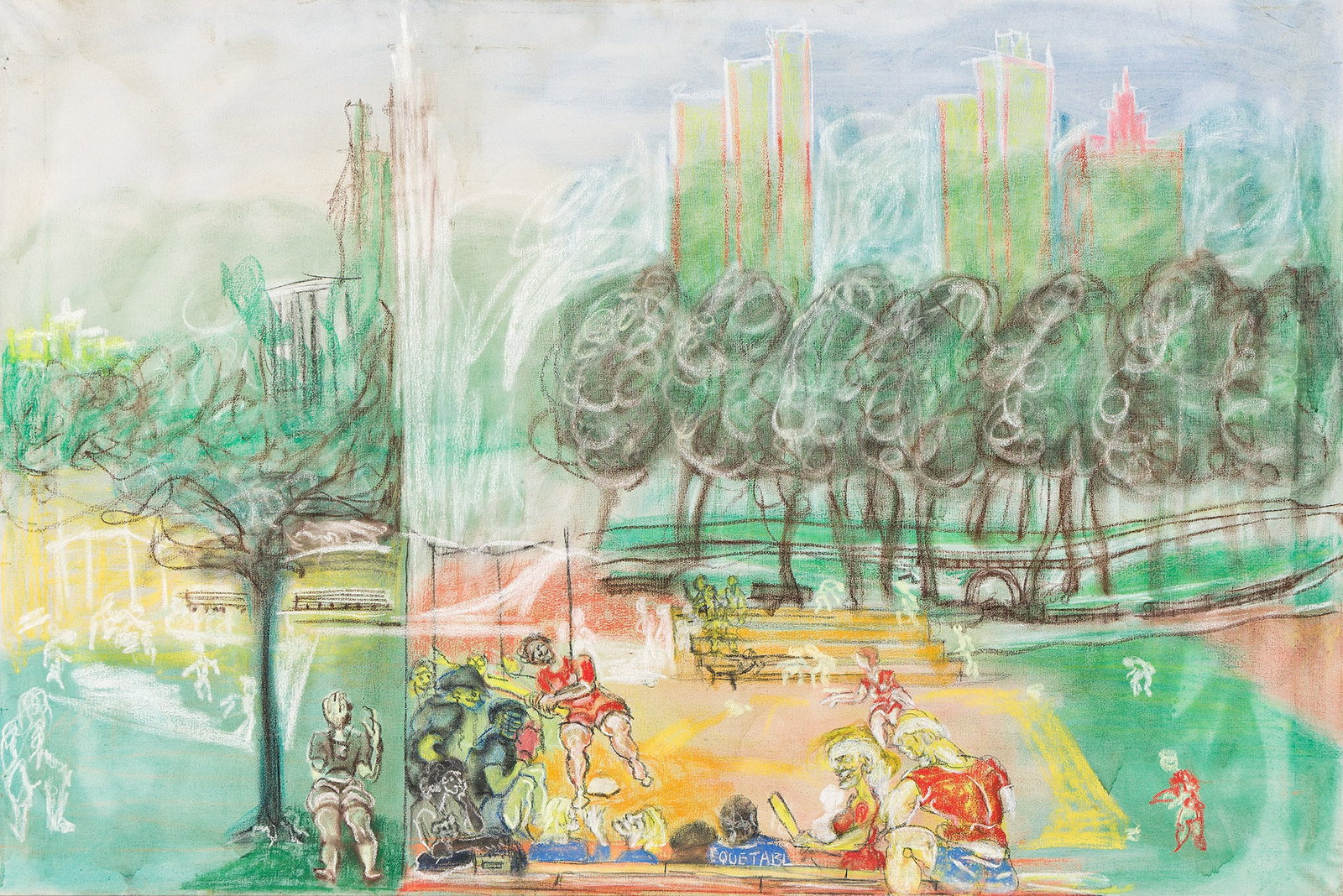 Joseph Delaney, NYC Park, Mixed-media on canvas, circa 1960s. (1 of 1)