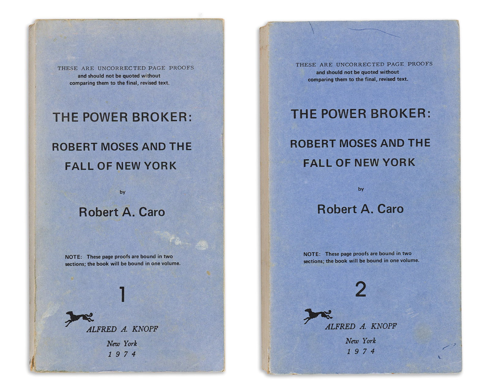 Robert A. Caro The Power Broker. Uncorrected Page Proofs. New York: Alfred A. Knopf, 1974. (1 of 1)
