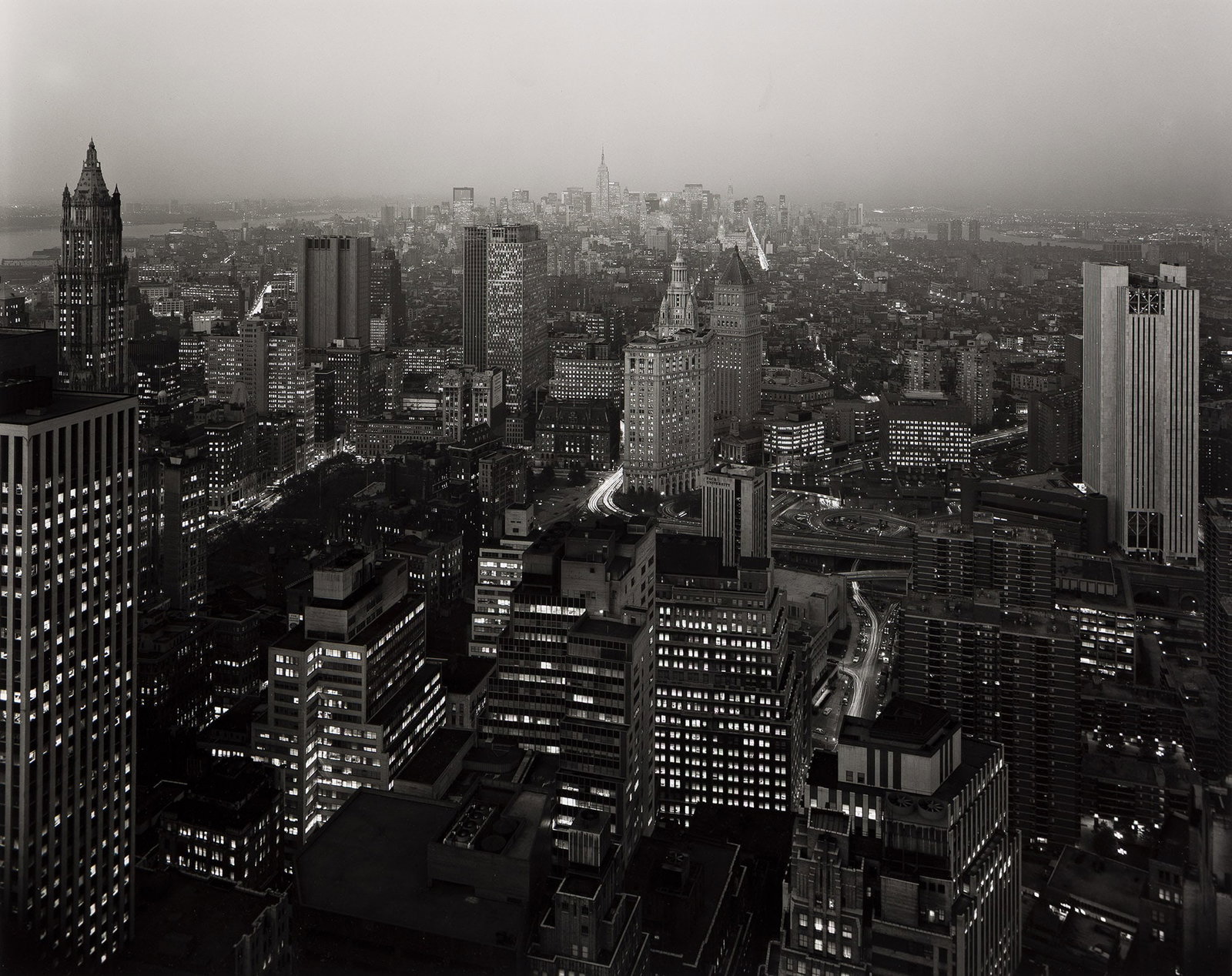 Nicholas Nixon, North View from Wall Street, New York, 1975; printed 2004.: Nicholas Nixon 1947- North View from Wall Street, New York. 1975; printed 2004. Oversize silver print. With Nixon's signature in ink on mount verso. The image 33 x 41 1/4 in. (83.8 x 104.8 cm.), the s