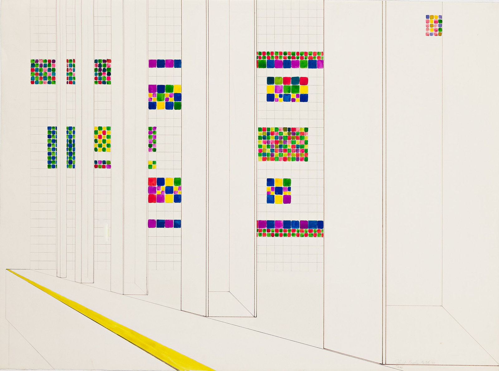John Lanphear-Costello, 20th Century, Group of 4 Subway Studies, Watercolor, marker and pencil on (1 of 4)