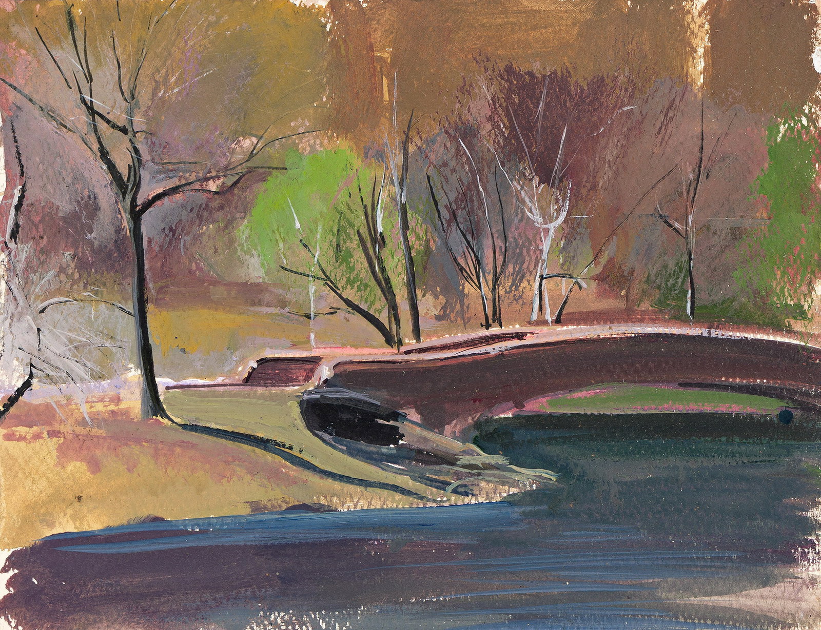 Patrick Angus, Four works on paper of Central Park. 1980. (1 of 4)