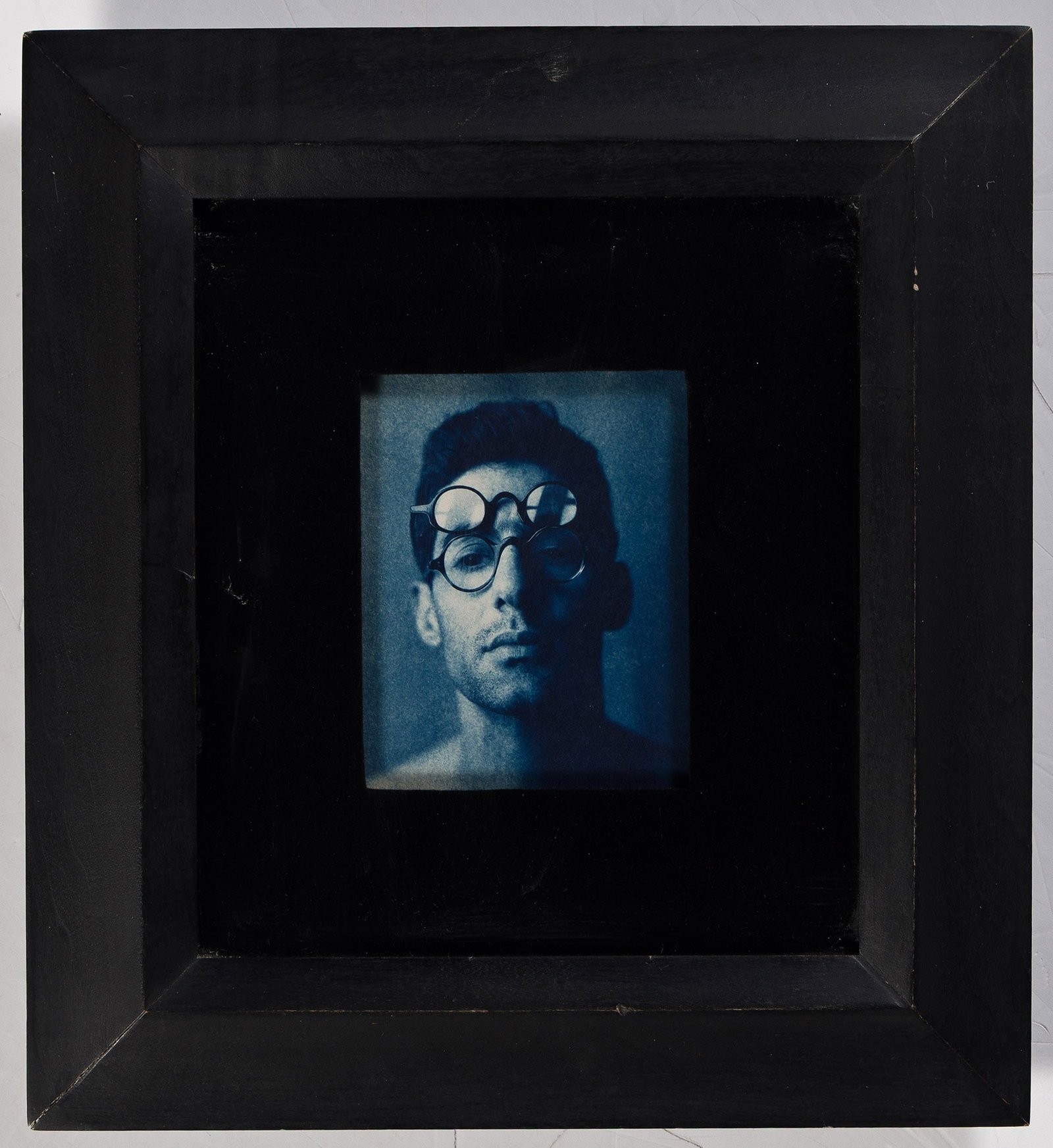 John Patrick Dugdale. Spectacle. 1999.: John Patrick Dugdale 1960- Spectacle. 1999. Cyanotype With Dugdale's letterpress studio label with his signature in ink and the typed title, date, medium, dimensions, and edition notation 3/12 on fram