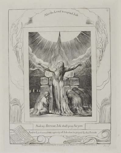 WILLIAM BLAKE And my Servant Job Shall Pray f: WILLIAM BLAKE And my Servant Job Shall Pray for You. Engraving on chine collé, 1825. 220x172 mm; 8 5/8x6 3/4 inches, wide margins. Edition of 215. Published by the artist and J. Linnell, London. From