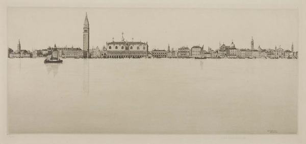 JOHN TAYLOR ARMS La Bella Venezia.: JOHN TAYLOR ARMS La Bella Venezia. Etching, 1930. 182x442 mm; 7 1/8x16 1/2 inches, full margins. Edition of 70. Signed, dated and inscribed "Ed. 70" in pencil, lower margin. A very good impression of