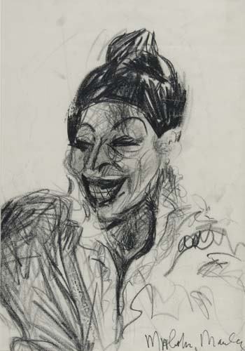 MALCOLM MORLEY Head of a Woman.: MALCOLM MORLEY Head of a Woman. Charcoal on wove paper. 540x370 mm; 21 1/4x15 1/4 inches. Signed in ink, lower right. Scattered handling creases. All items are offered for sale subject to Swann