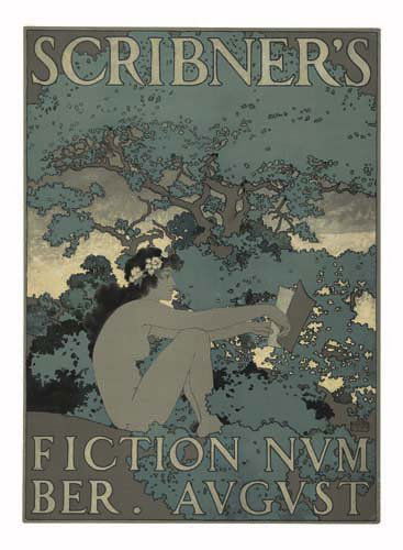 Poster, MAXFIELD PARRISH (1870-1966). SCRIBNER: MAXFIELD PARRISH (1870-1966). SCRIBNER'S. 1897. 20x14 1/2 inches. Condition B+: creases and minor losses in corners. Paper. Most famous for his children's book illustrations, Parrish was none