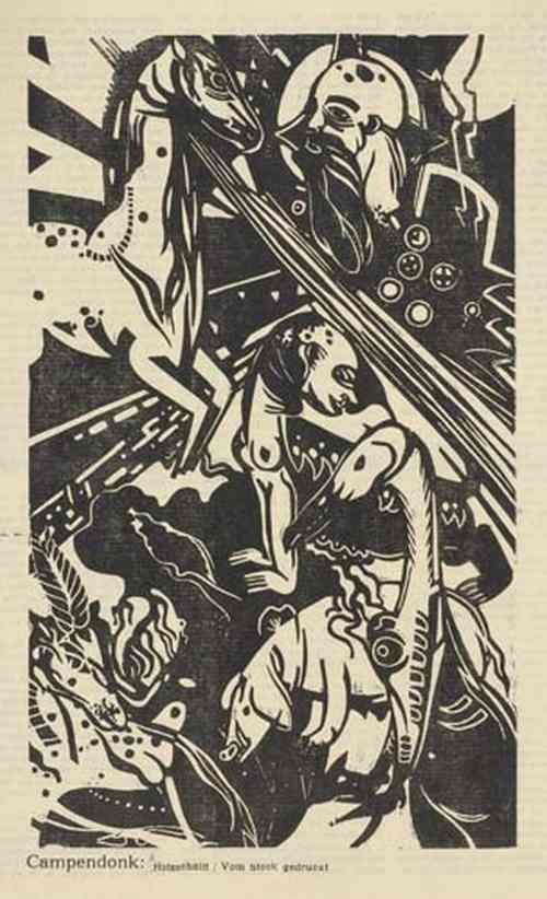 GERMAN PRINTMAKERS Group of 8 woodcuts.: GERMAN PRINTMAKERS Group of 8 woodcuts. Circa 1915-20. Including 4 by CAMPENDONK (Söhn 7, 10, 17 and 18); 2 by J. VAN HEEMSKERCK and 2 by MARIA UHDEN. Each from Der Sturm, with text versos. Various s