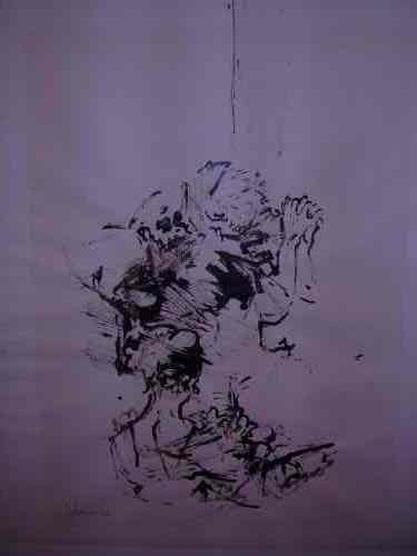 JACK LEVINE Three in Worship.: JACK LEVINE Three in Worship. Brush and ink on cream laid paper, 1965. 415x318 mm; 16 1/4x12AF3/4> inches. Signed and dated in pencil, lower left. Ex-collection Kennedy Galleries, New York, with the