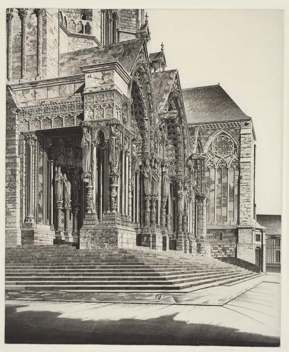 JOHN TAYLOR ARMS Two etchings.: JOHN TAYLOR ARMS Two etchings. In Memorium, Chartres Cathedral, 1939. 370x303 mm; 14 5/8x12 inches, full margins. Edition of 312. Signed and dated in pencil, lower right * Aspiration, 1939. 395x257 m