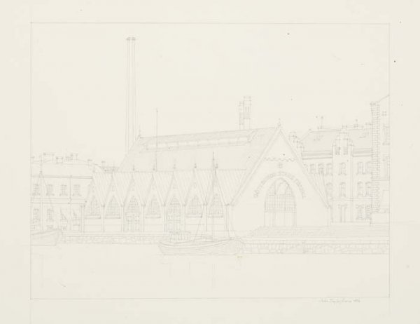 JOHN TAYLOR ARMS Group of 5 pencil drawings.: JOHN TAYLOR ARMS Group of 5 pencil drawings. The Fish Market, Gotenburg, 1936. Signed and dated in pencil, lower right * The Lion Tower, Gotenburg, 1936. Signed and dated in pencil, lowe rright *