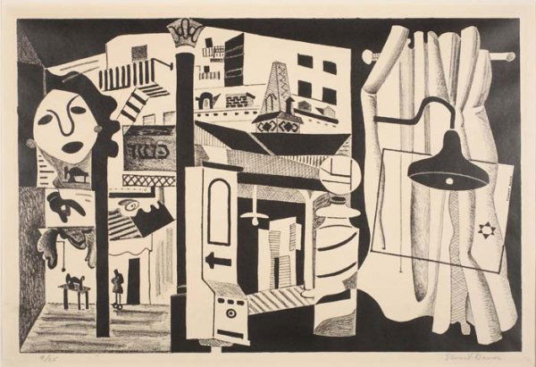 STUART DAVIS Sixth Avenue El.: STUART DAVIS Sixth Avenue El. Lithograph on smooth cream wove paper, 1931. 302x456 mm; 11 7/8x18 inches, wide (full ?) margins. Signed and numbered 4/25 in pencil, lower margin. Several expertly repai