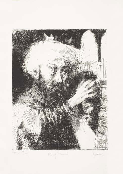 JACK LEVINE Group of 5 etchings.: JACK LEVINE Group of 5 etchings. Adam and Eve, 1963. Artist's proof, aside from the edition of 100. Signed and inscribed "Artist's proof" in pencil, lower margin * King David, 1963. Artist's proof, a