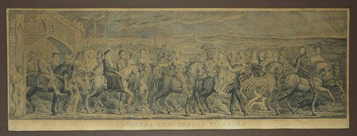 WILLIAM BLAKE Chaucer's Canterbury Tales.: WILLIAM BLAKE Chaucer's Canterbury Tales. Etching, engraving and drypoint on cream wove paper, 1810. 355x958 mm; 14x37 3/4 inches, thread to 1-inch margins. Fourth or fifth state (of 5), with no trace