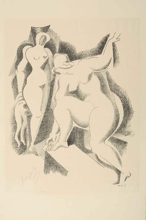 ALEXANDER ARCHIPENKO Two Female Nudes.: ALEXANDER ARCHIPENKO Two Female Nudes. Lithograph, 1921-22. 370x290 mm; 14 1/2x11 1/2 inches, full margins. Edition of 110. Signed in pencil, lower left. Published by Staatliche Bauhaus, Weimar and M�