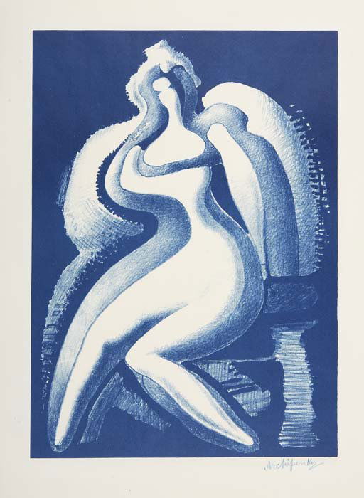 ALEXANDER ARCHIPENKO Coquette.: ALEXANDER ARCHIPENKO Coquette. Lithograph printed in blue on cream wove paper, 1950. 354x255 mm; 14x10 1/8 inches, wide margins. Edition of 50 signed prints (from an intended edition of 250). Signed i
