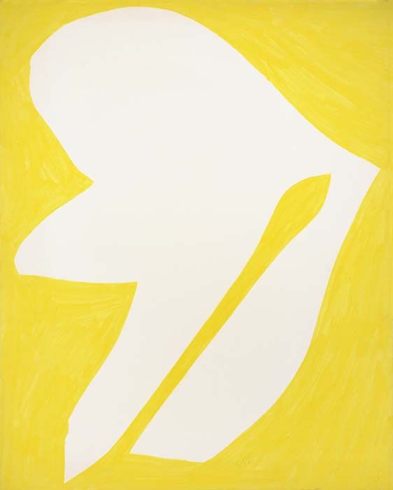 JACK YOUNGERMAN Two tempera paintings on paper: JACK YOUNGERMAN Two tempera paintings on paper. Jan. 13 Yellow, on Strathmore, 1968. Intialed and dated, lower right recto. 735x580 mm; 29x23 mm. Signed, titled and dated in pencil, recto. Soiling at