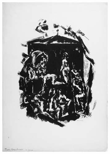MAX WEBER Bathers: MAX WEBER Bathers. Lithograph, 1931. 417x305 mm; 16 3/8x12 inches, full margins. Signed in pencil, lower right. With the artist's ink stamp, verso. 2 1/4-inch tear, upper left edge, outside the image.