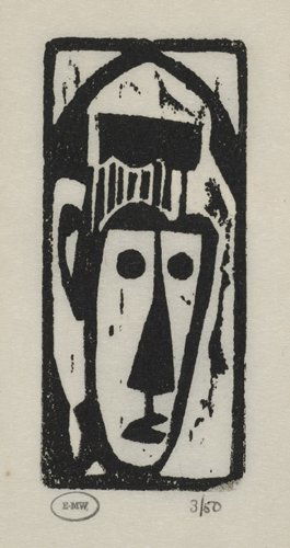 MAX WEBER Two woodcuts on Japan paper: MAX WEBER Two woodcuts on Japan paper. Figure, 1919-20. 107x50 mm; 4 1/4x2 inches, full margins * Mask, 1919-20. 107x50 mm; 4 1/4x2 inches, full margins. Numbered 3/50 in ink, lower right. With the a