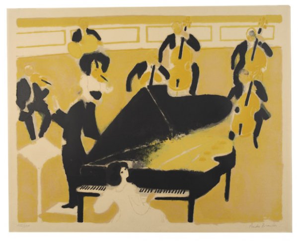 ANDRÉ BRASILIER Two color lithographs: ANDRÉ BRASILIER Two color lithographs. Cavaliers sur la Neige, 1970. 640x450 mm; 25 1/8x17 3/8 inches, full margins. Artist's proof, aside from the edition of 300. Signed and inscribed "Epreuve d'art