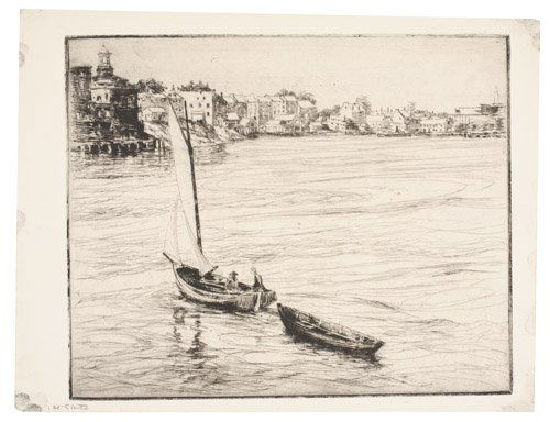 ENGLISH PRINTMAKERS Three etchings with drypoi: ENGLISH PRINTMAKERS Three etchings with drypoint. DAVID Y. CAMERON. Lunan Bay. Signed in pencil, lower right. Rinder 429 * MUIRHEAD BONE. Ayr Beach. Signed in pencil, lower right. Dodgson supplement