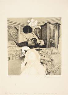 MASUO IKEDA Bedroom Scene: MASUO IKEDA Bedroom Scene. Color lithograph, 1971. 257x236 mm; 10 1/8x9 3/8 inches, full margins. Signed, dated and numbered I/X in pencil, lower margin. A very good impression. All items are of