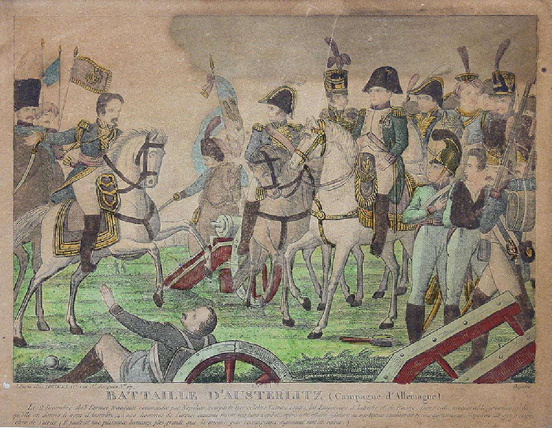 Battaille D'Austerlitz (Campagne d'Allemagne): Battaille D'Austerlitz (Campagne d'Allemagne) Battle of Austerlitz, Published by A Paris chez Lordereau coloured lithography, paper, 21.8 x 28.4 cm in a frame