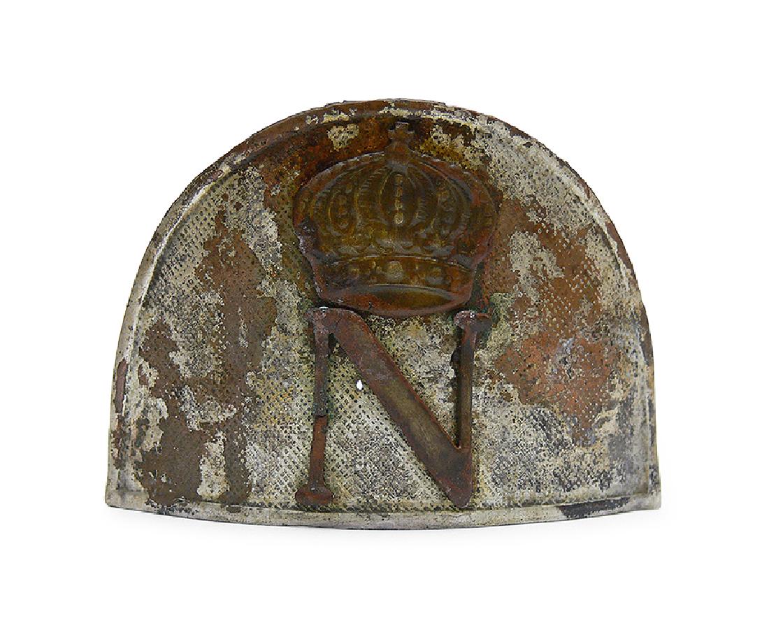 DNO - Imperial Insignia from Chevau-leger Cap - Letter: DNO - Imperial Insignia from Chevau-léger Cap - Letter N - 1807 Pattern brass, silver, 60 x 85 mm