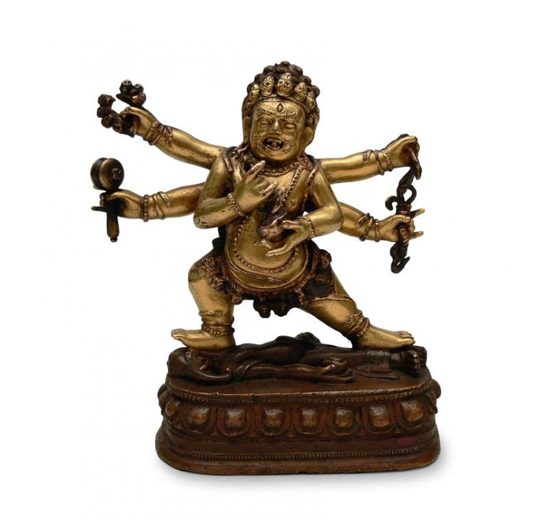 Sino-Tibetan Figure of Mahakali, 18th/19th c. gilt: Sino-Tibetan Figure of Mahakali, 18th/19th c. gilt bronze; height 11.5 cm