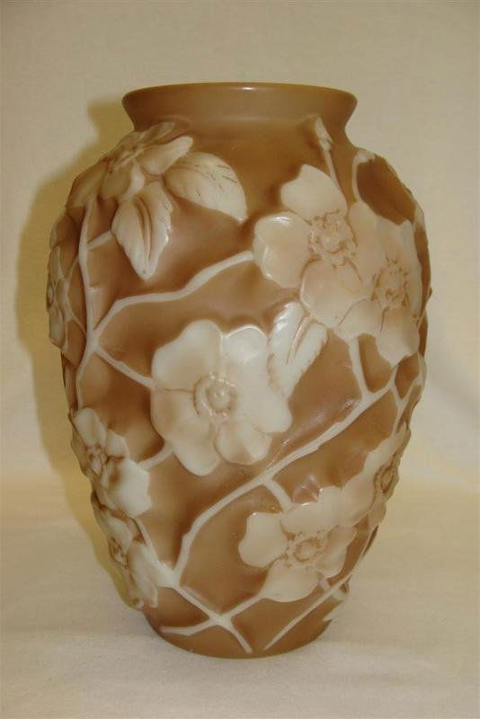 Phoenix Art Glass Vase; All Over Florals; 11" Ht. & 7" : Phoenix Art Glass Vase; All Over Florals; 11" Ht. & 7" Diameter. Auction Estimate $100-200.